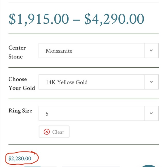 14K Yellow Gold Pear Shaped Moissanite Ring with Diamonds - Picture 5 of 5
